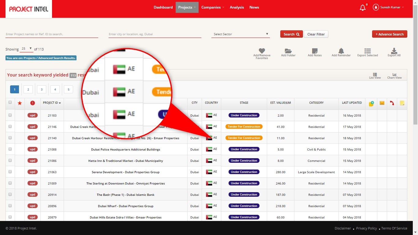 Advance Project Search